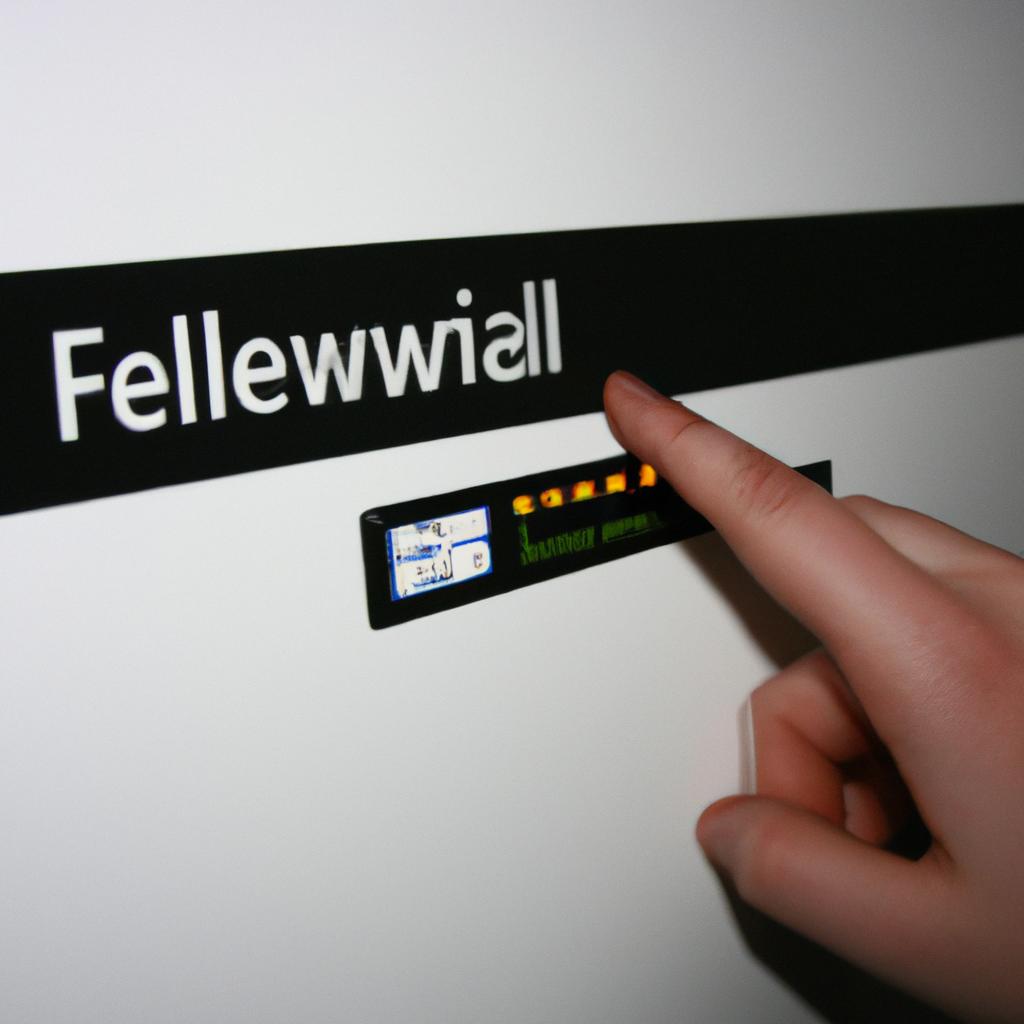 Person configuring network firewall settings